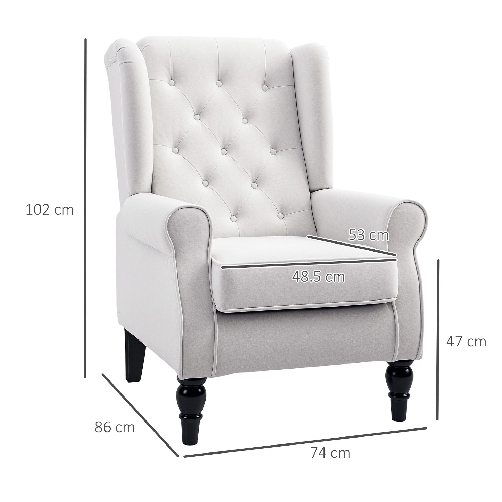 Retro Accent Chair Wingback Armchair with Wood Frame for Living Room