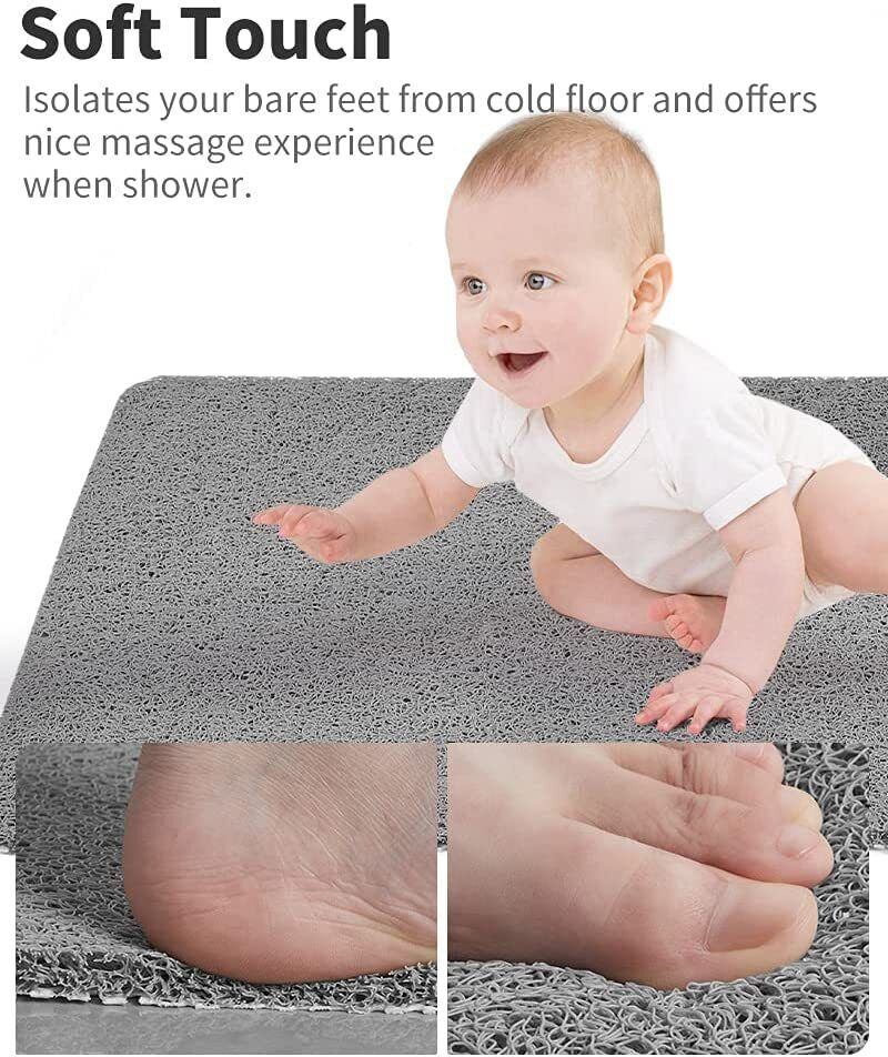 Loofah Shower Mat for inside Shower Non-Slip anti Mould PVC Bath Mat Quick Dry