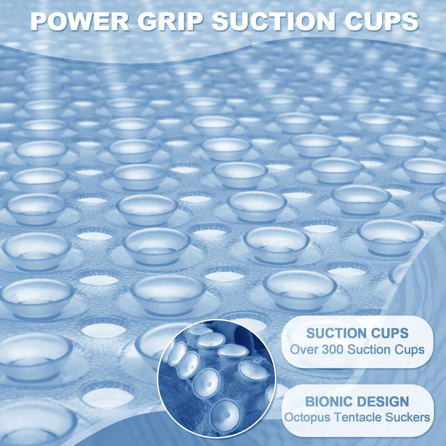 Extra Large Non Slip Bath Mat Bathtub Strong Suction Anti-Mold Rubber Shower Mat