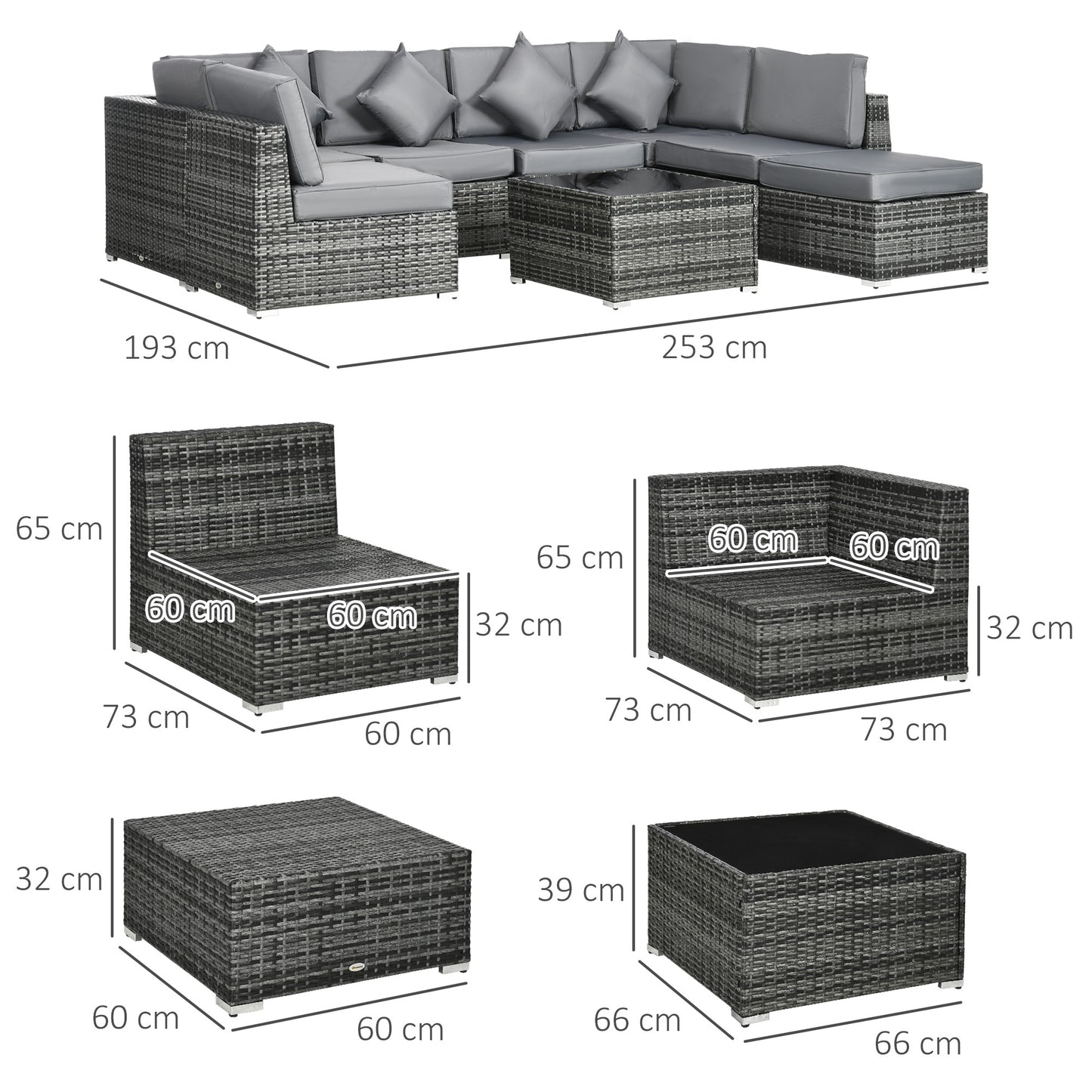 Rattan Outdoor Garden Furniture Patio Corner Sofa Set with Cushions