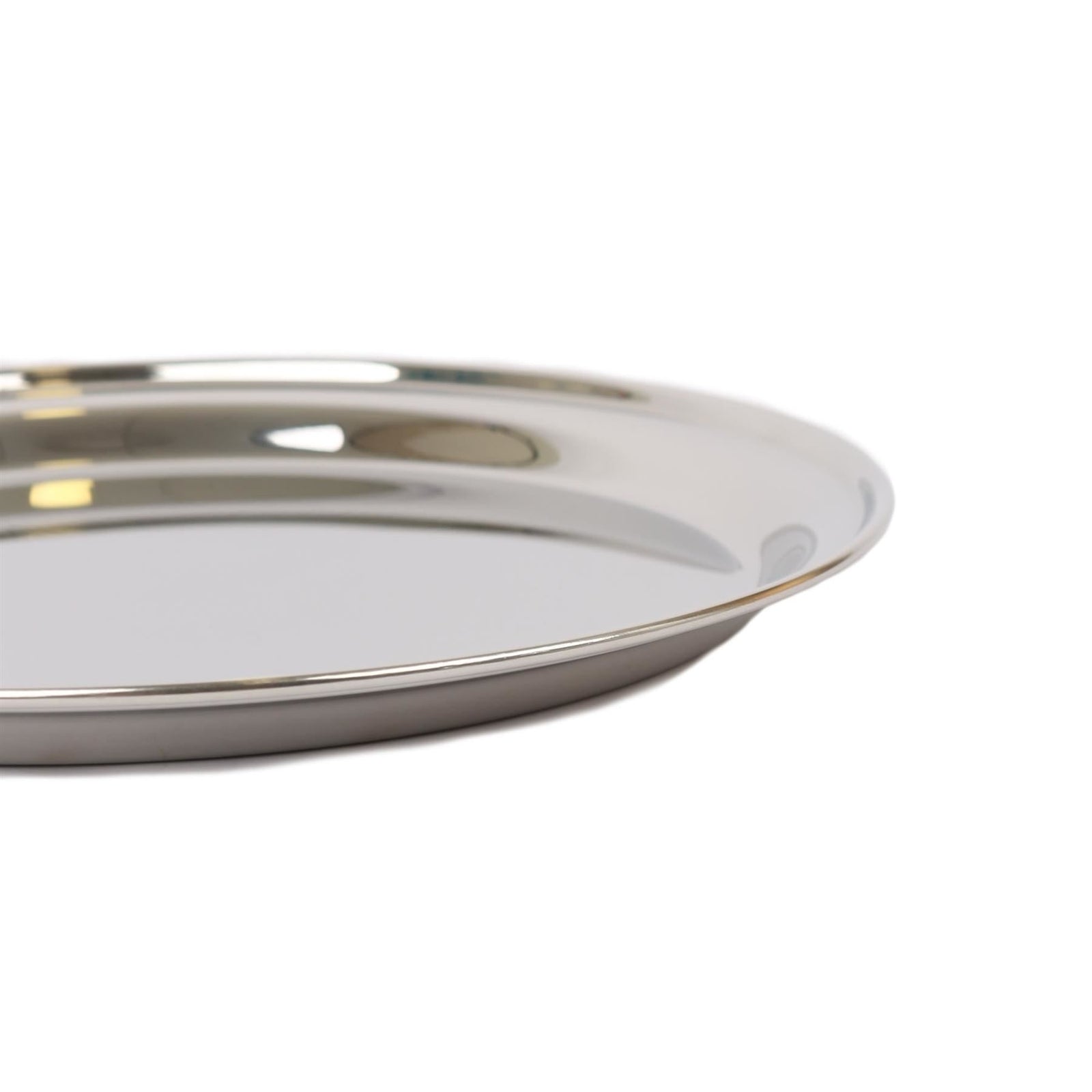 6X 35.5Cm round Stainless Steel Serving Trays Metal Food Tea Dinner Trays