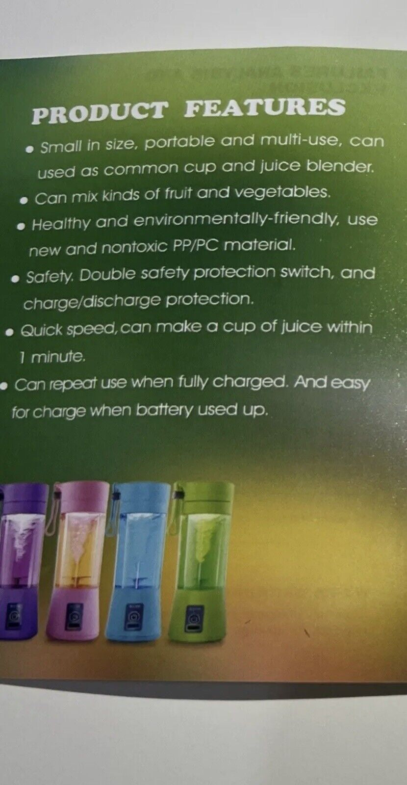 Portable Electric Blender Juicer Fruit Blender Maker Milk Shaker Upgraded