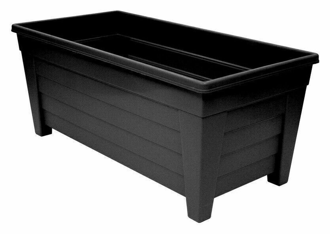 Plant Pot Trough Extra Long Plastic Planter Outdoor Garden 55Cm Black/Brown