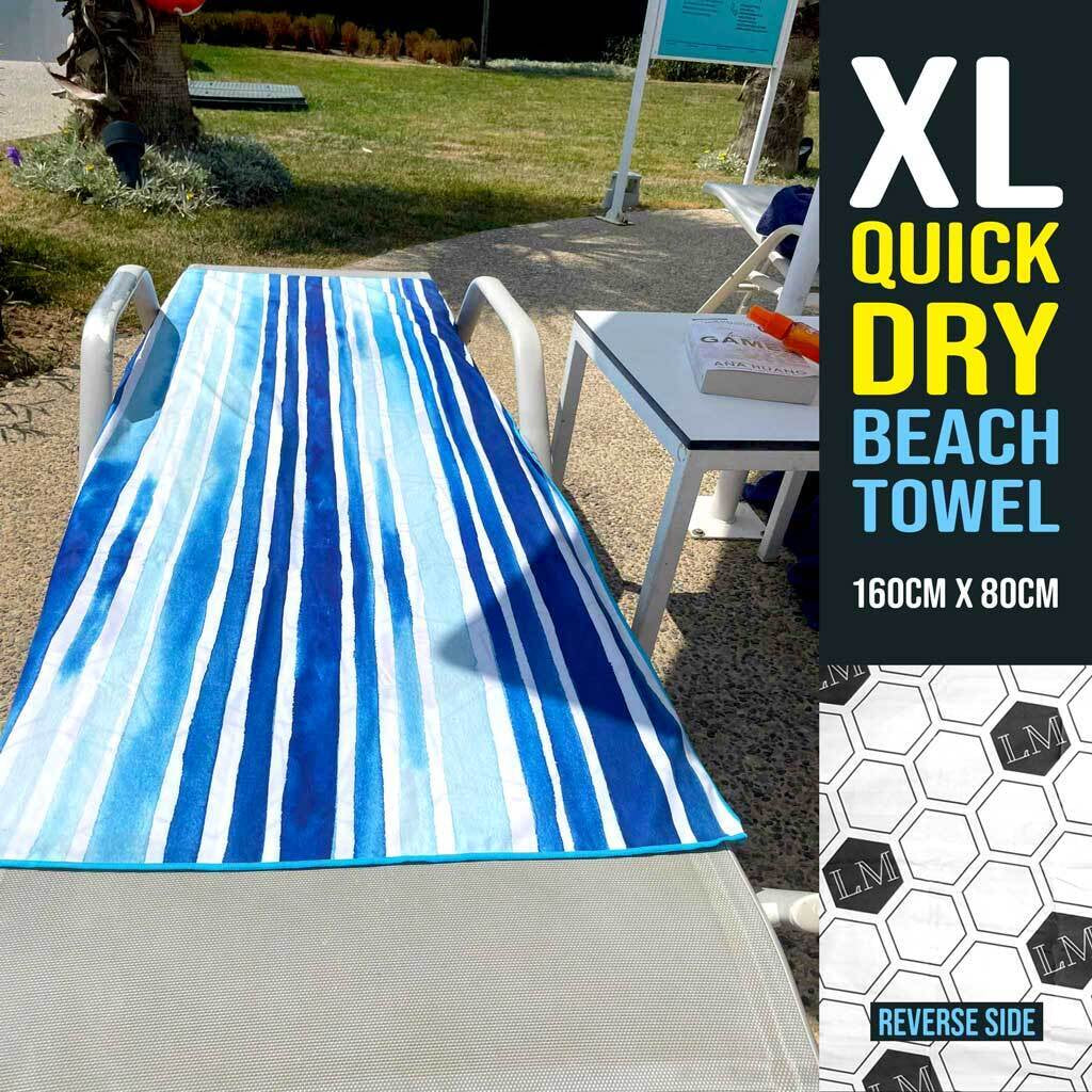 Large Beach Towel Microfibre with Bag - Quick Dry Sand Free Swimming Towels