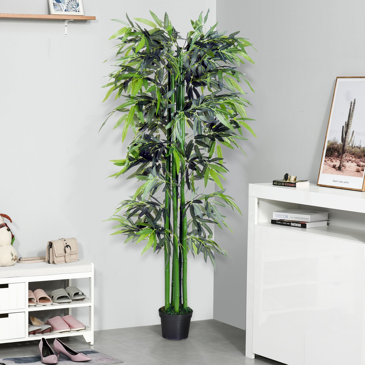 Outsunny Artificial Bamboo Tree Plant Greenary in a Pot 1.8M for Home or Office