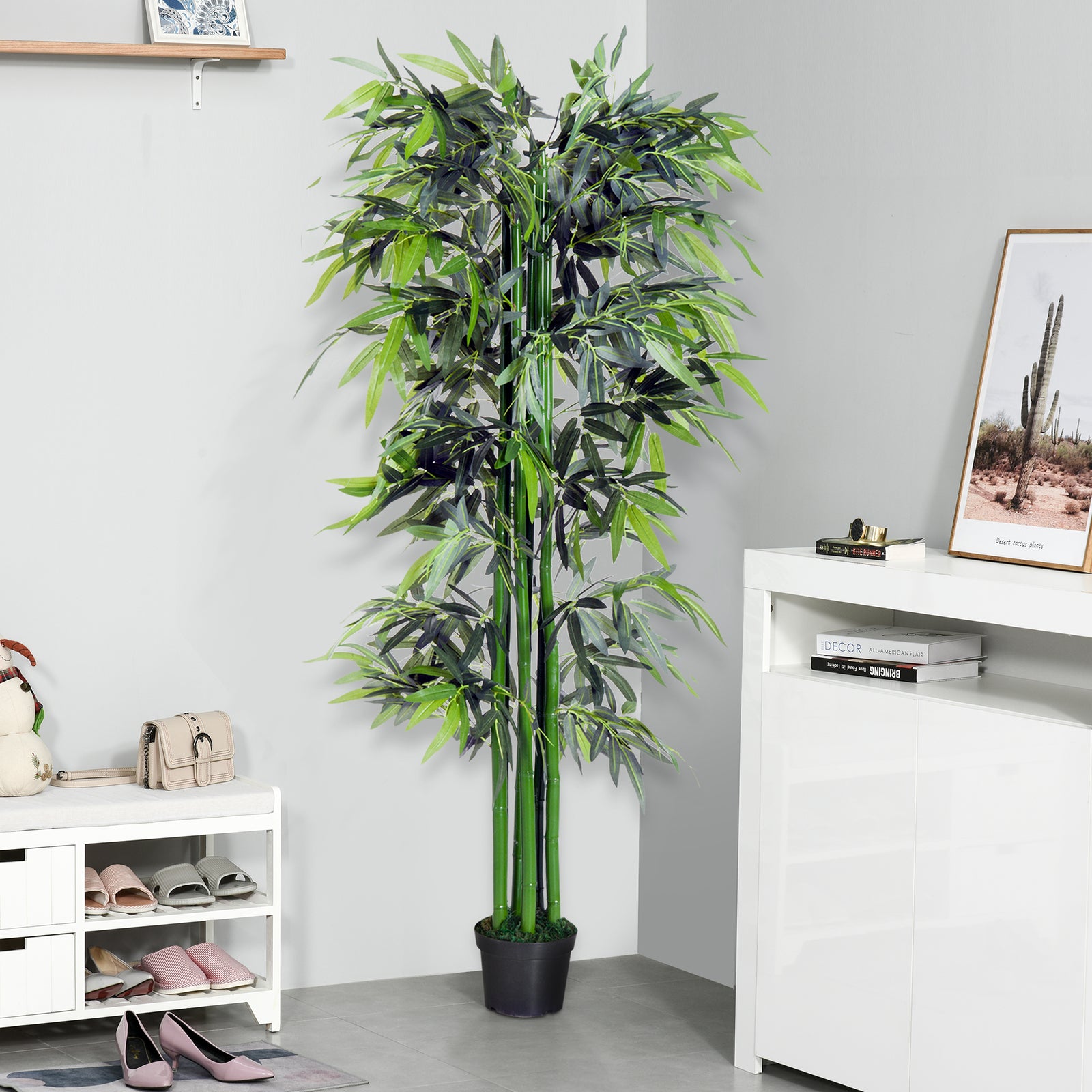Outsunny Artificial Bamboo Tree Plant Greenary in a Pot 1.8M for Home or Office