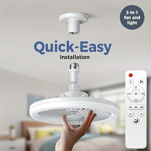 10-Inch E26/E27 Fan Light with Remote, 17 Modes, Dimmable, 3 Speeds & Colors