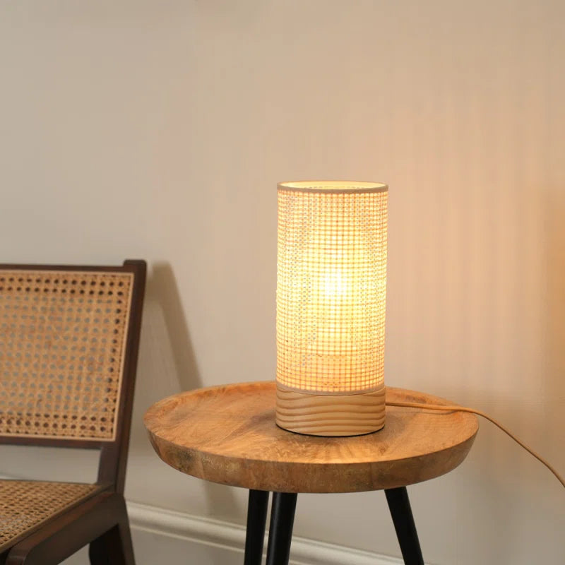 Rollyn Pair of Natural Bamboo Shade Wooden Table Lamps