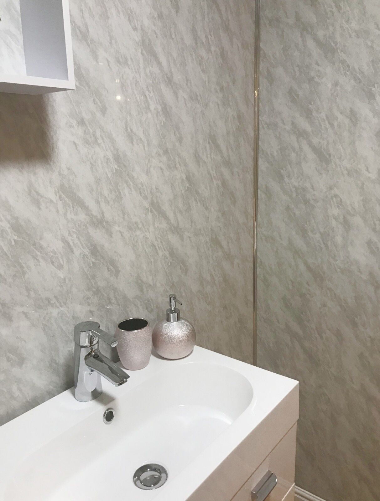 10 White Black Grey Sparkle & Marble Shower Wall Panels PVC Bathroom Cladding