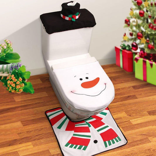 Christmas Xmas Decoration Toilet Seat Cover Set Santa, Elf, Reindeer, Snowman