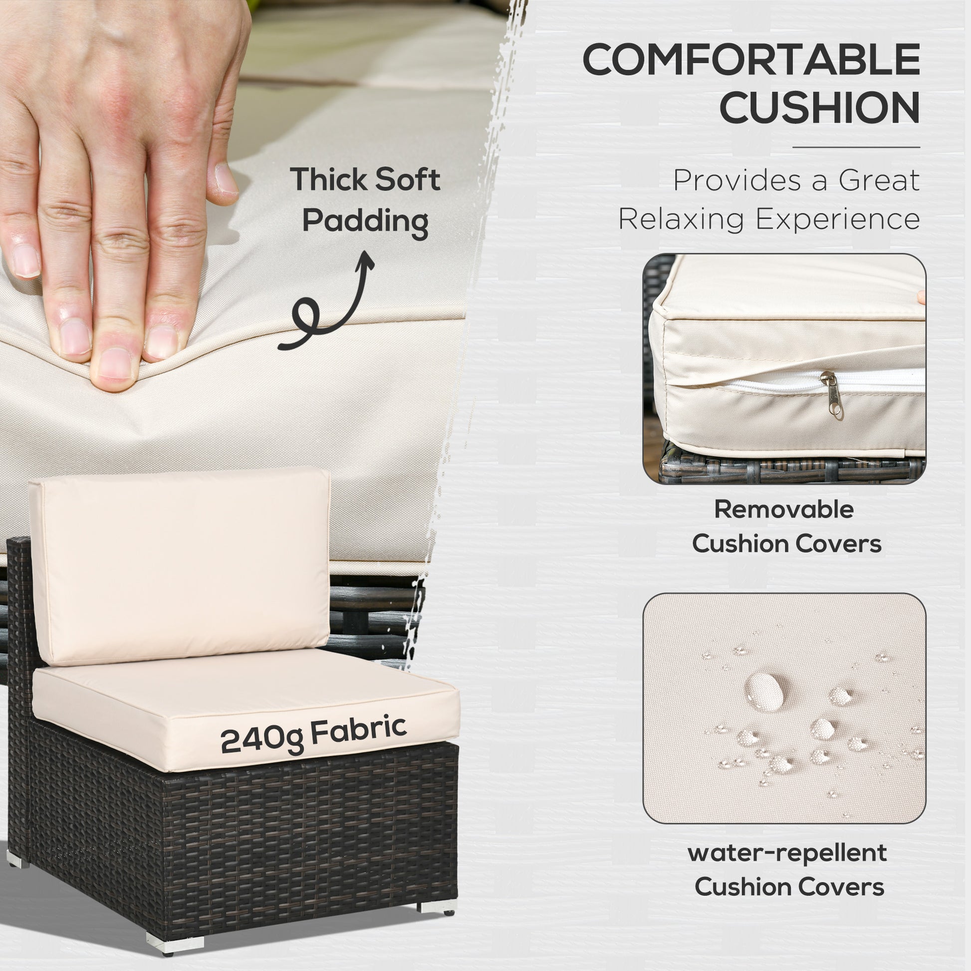 Rattan Outdoor Garden Furniture Patio Corner Sofa Set with Cushions