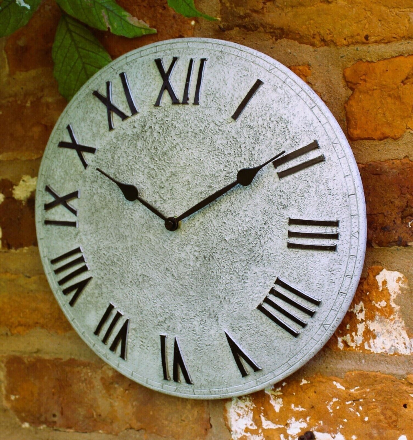 Wall Clock Garden Station Ornament Outdoor Stone Effect 12 Inchl GIFT