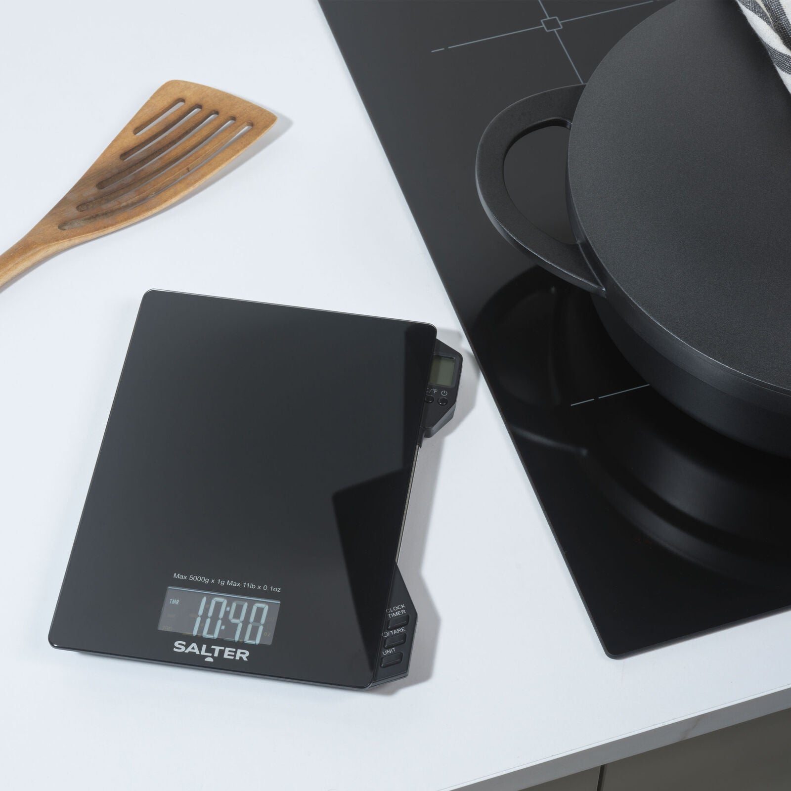 Salter Thermometer & Scale Set LCD Display 5Kg Capacity Timer & Clock (Open Box)