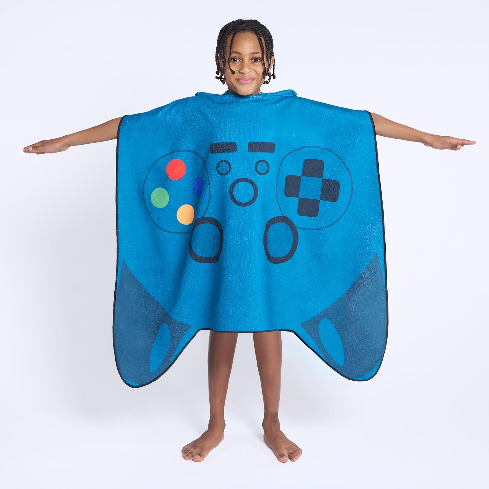 Kids Poncho Beach Towel Hooded Quick Dry Microfibre Holiday Swimming Absorbent