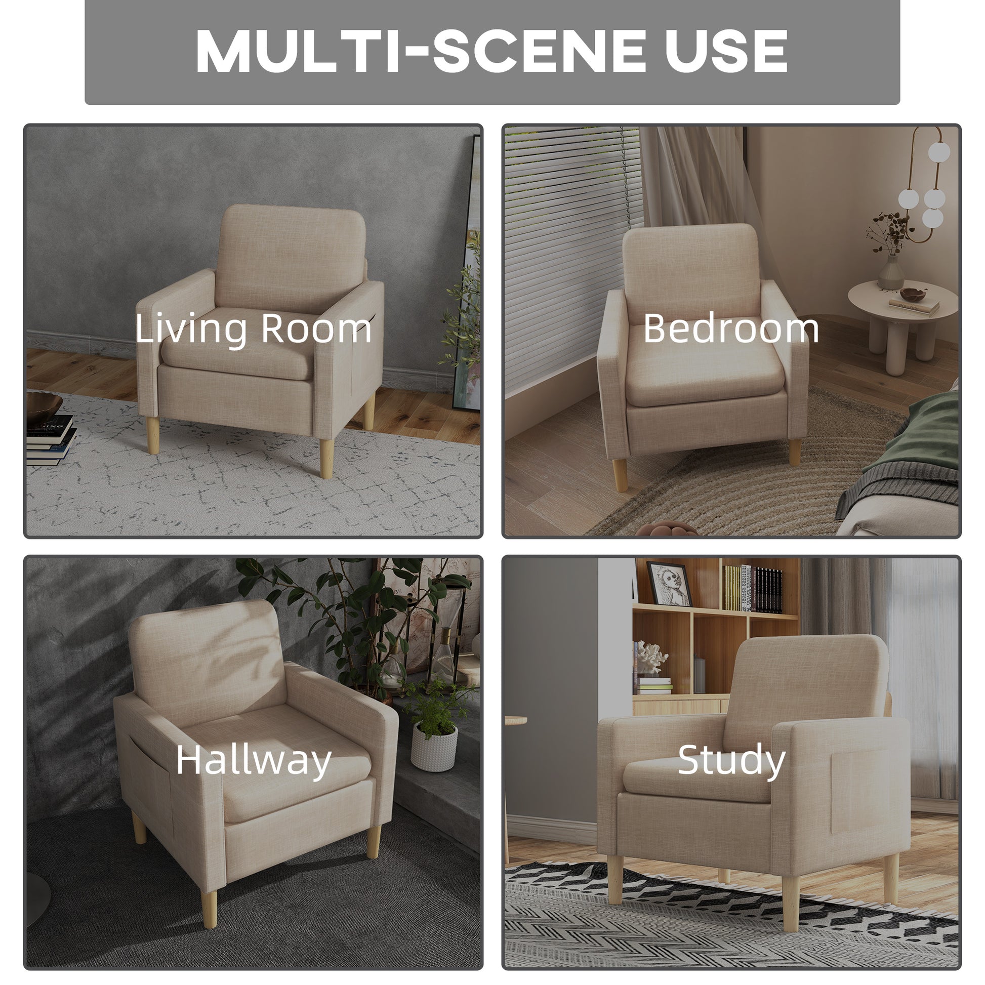 Modern Armchair Fireside Chair Upholstered Accent Chair for Living Room