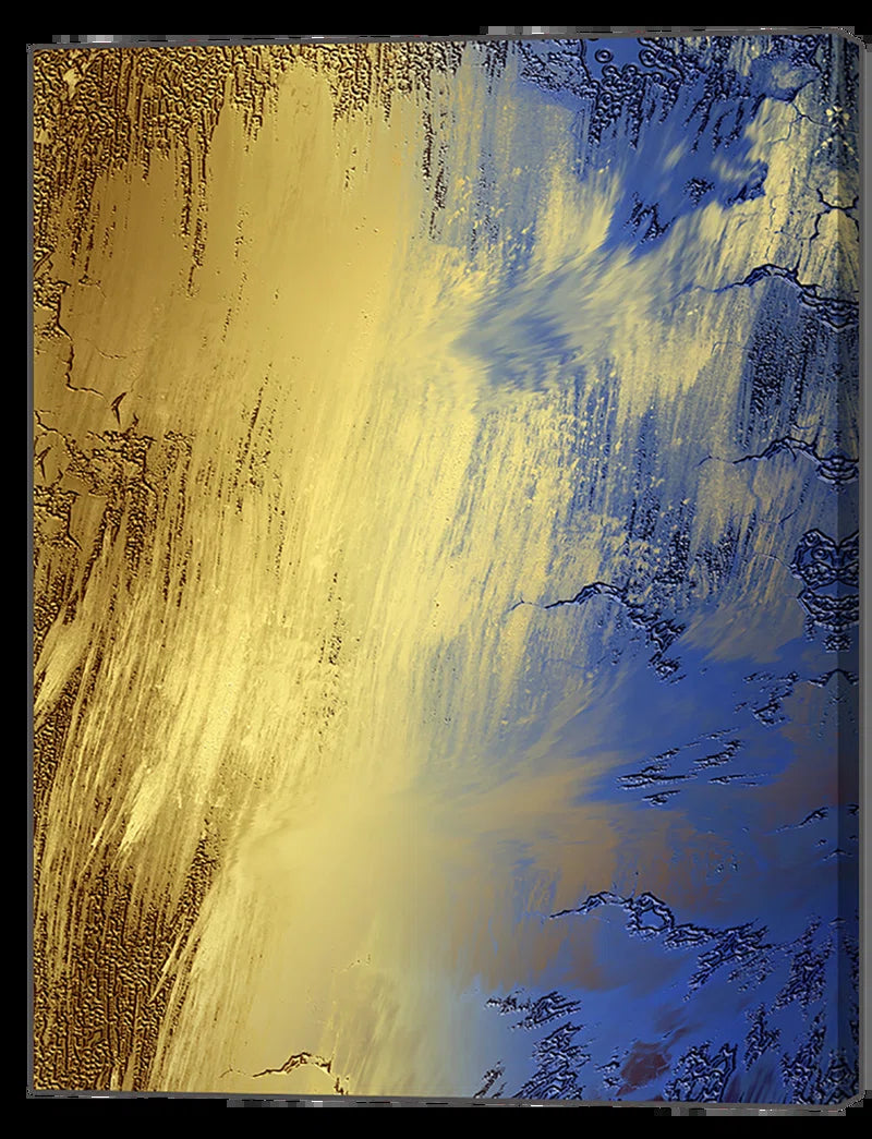 Gold and Blue Abstract - Wrapped Canvas Print