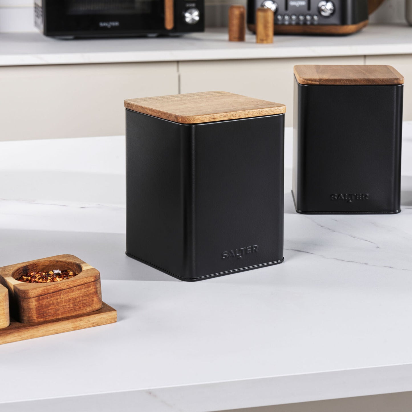 Salter Kitchen Set Storage Canisters Tea Coffee Sugar Salt & Pepper Pinch Pots