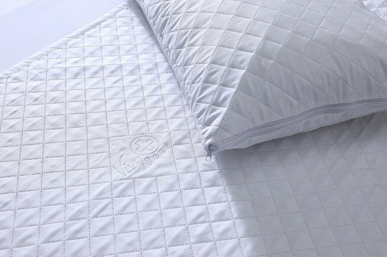 Pack of 4 Zipped WATERPROOF QUILTED Pillow Protectors Hypoallergenic Soft Covers