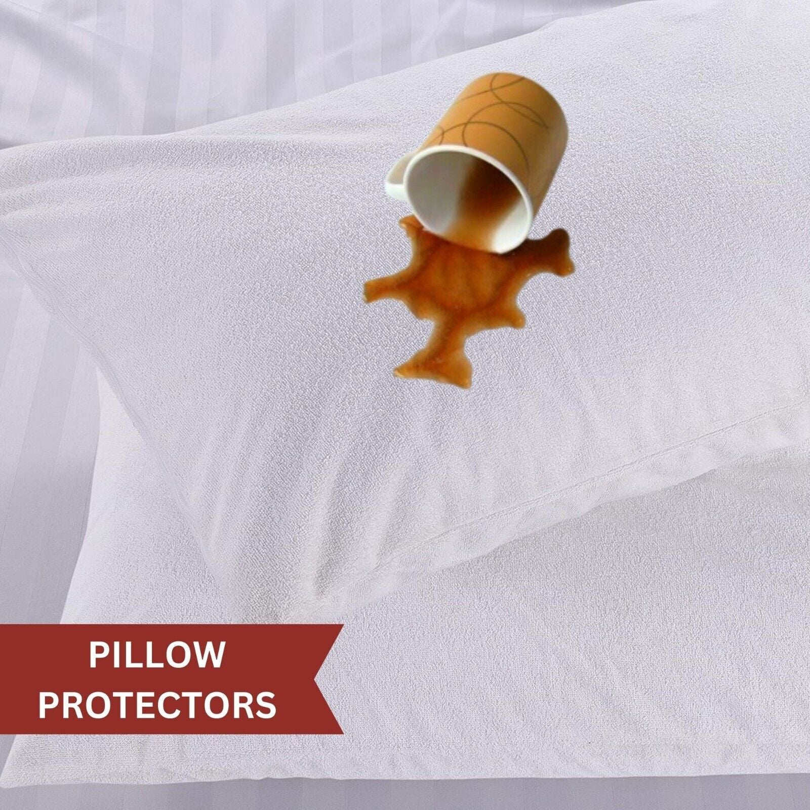 Pack of 4 Zipped WATERPROOF QUILTED Pillow Protectors Hypoallergenic Soft Covers