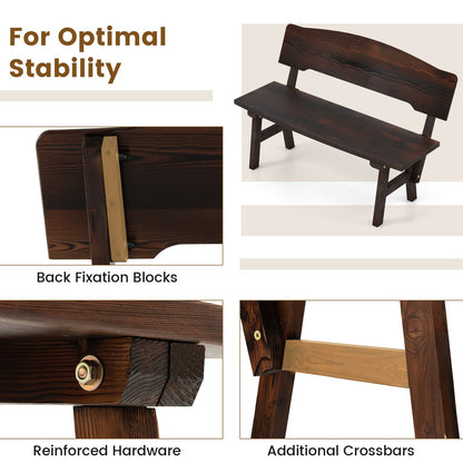 Outdoor Patio Bench with Inclined Backrest for Outside