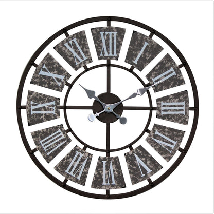 GARDEN WALL CLOCK LARGE INDOOR OUTDOOR GIANT OPEN FACE METAL 58CM