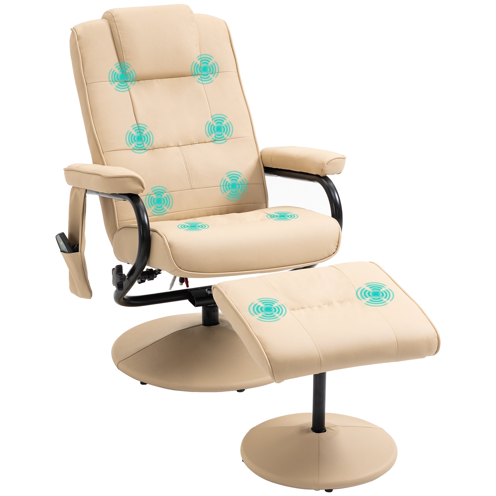 Freestanding Living Room Chair with High Density Cushion and Footrest Beige