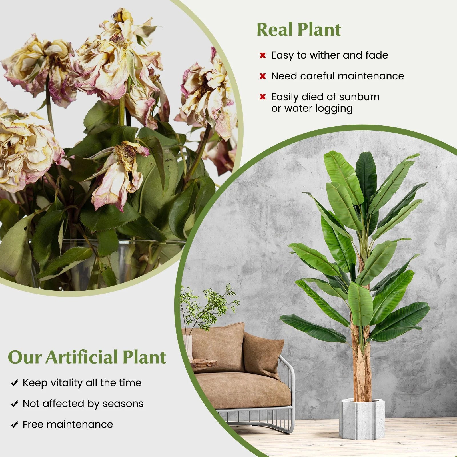 195Cm Tall Artificial Banana Tree with 27 Large Leaves
