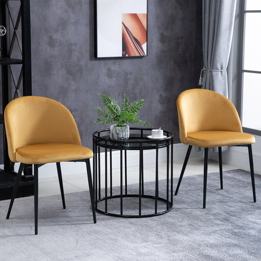 2 Pieces Modern Upholstered Fabric Bucket Seat Dining Chairs Living Room