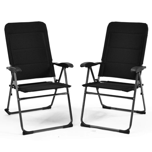 2-Piece Padded Patio Lounger Chair with 7 Adjustable Backrest Positions