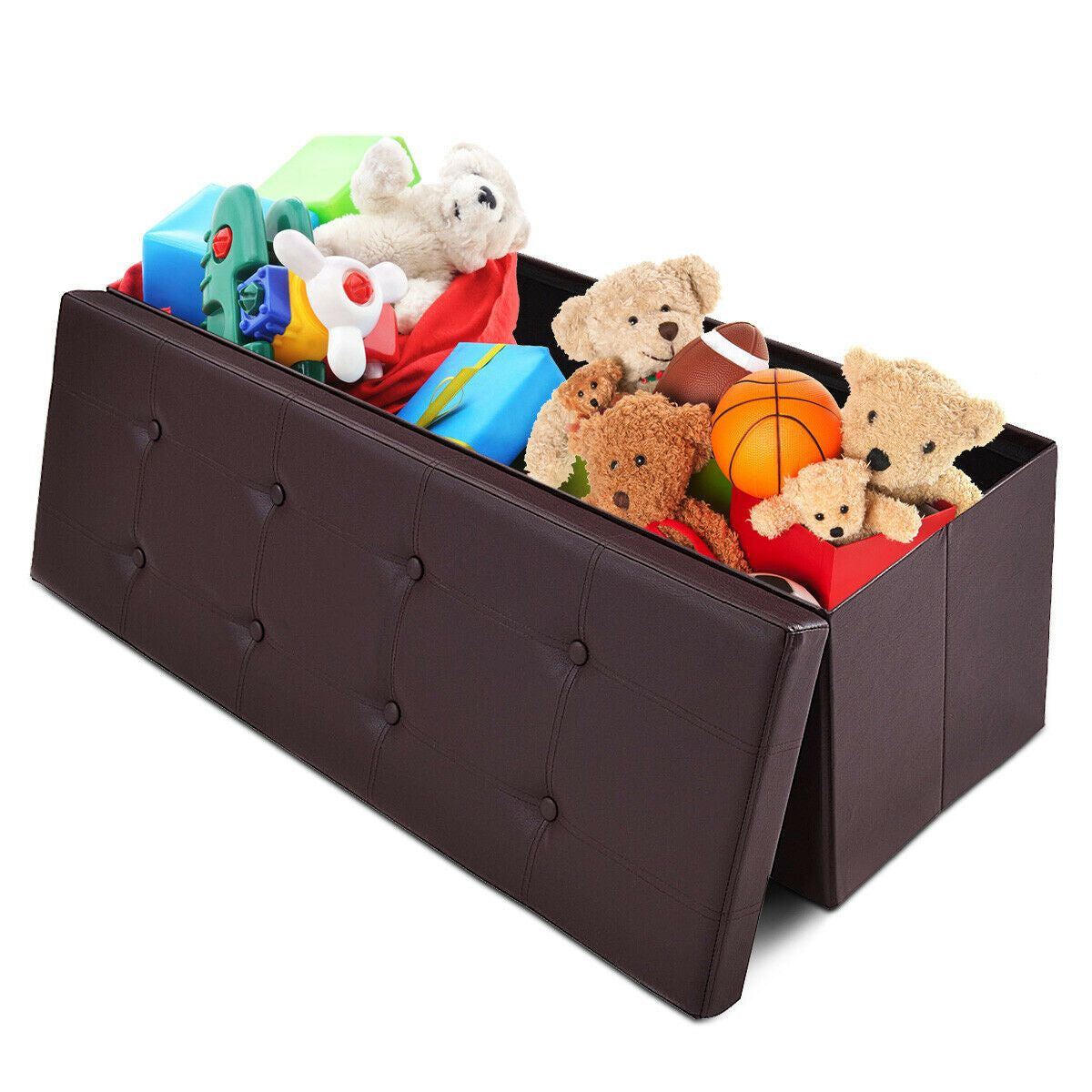 Folding Storage Ottoman Bench with Lid for Living Room