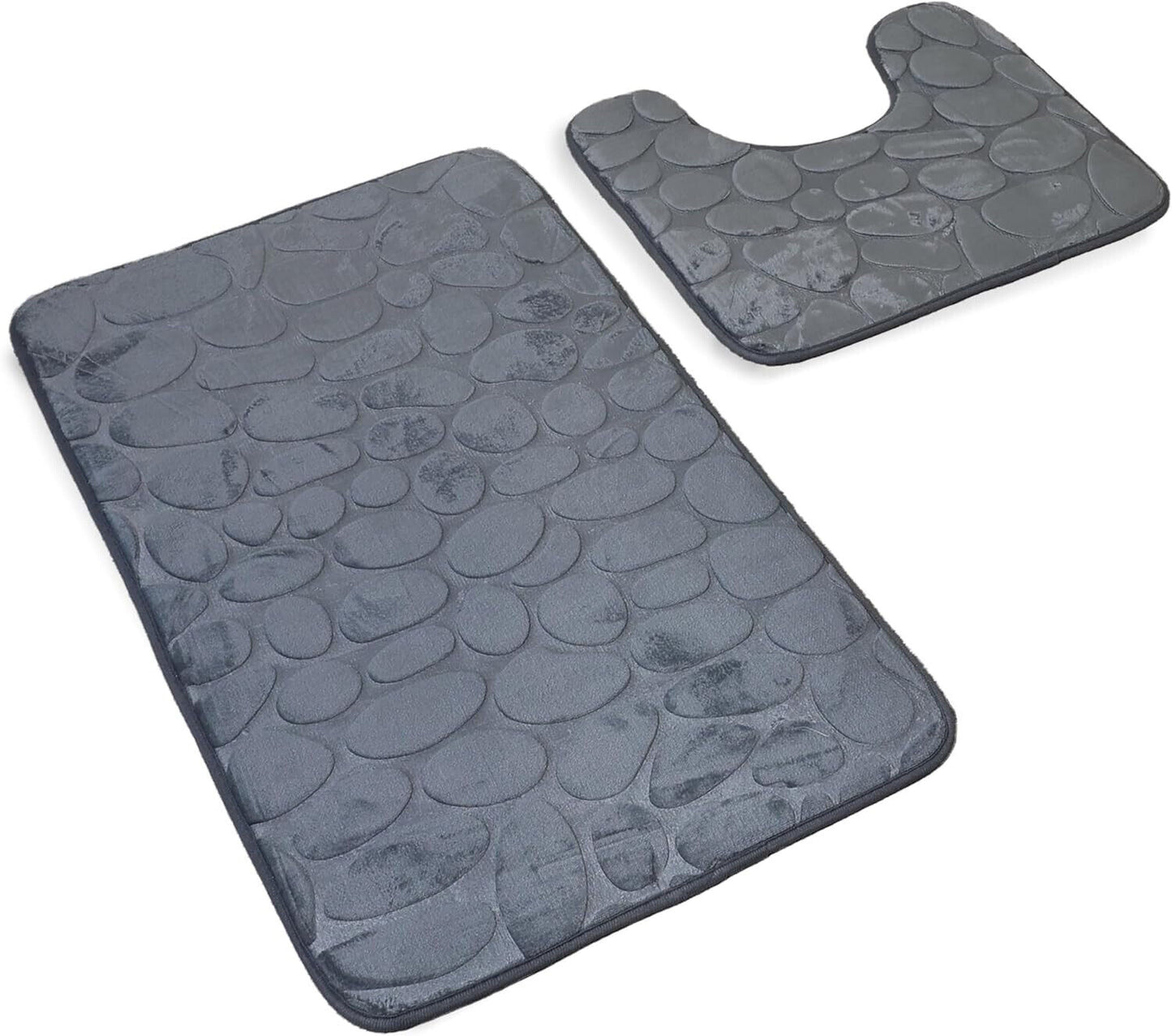 2 PCS Bathroom NON SLIP BATH MAT MEMORY FOAM ULTRA SOFT TOILET BATHROOM RUGS