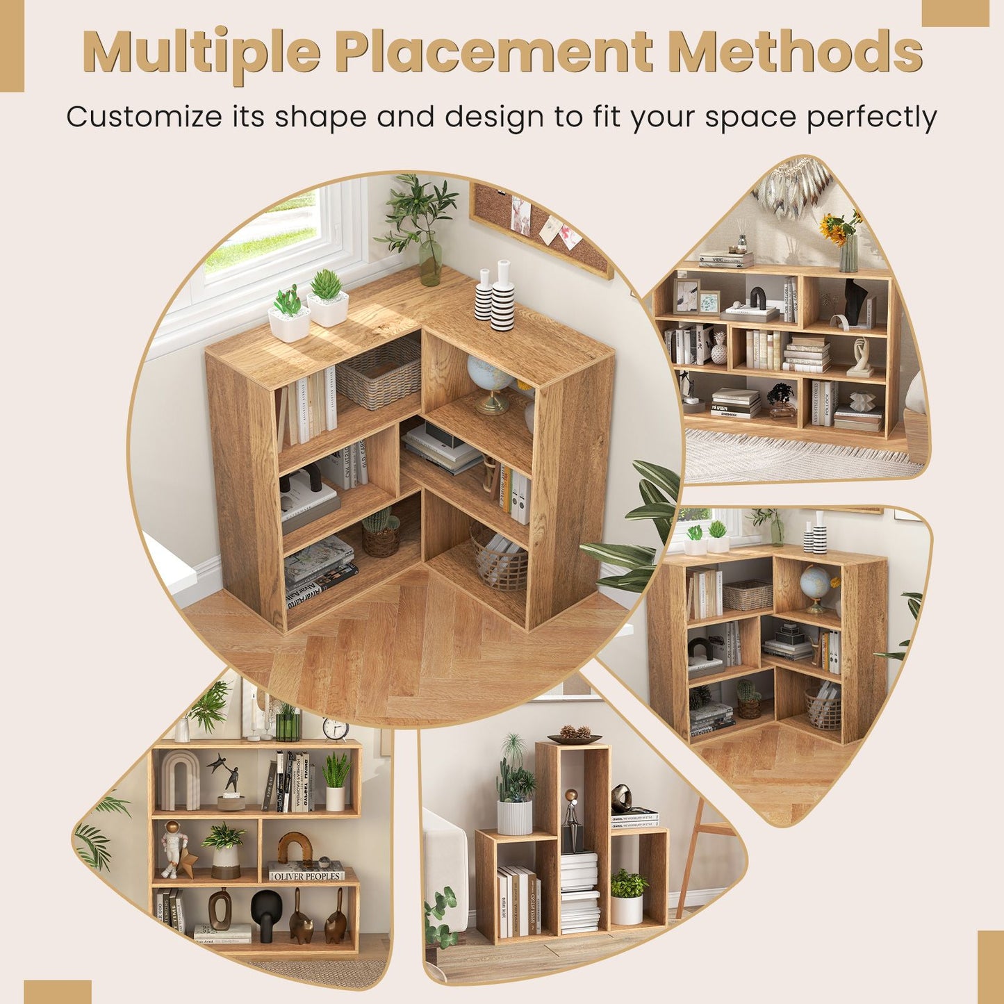 Concave/Convex Bookshelf for Living Room Bedroom Study Office