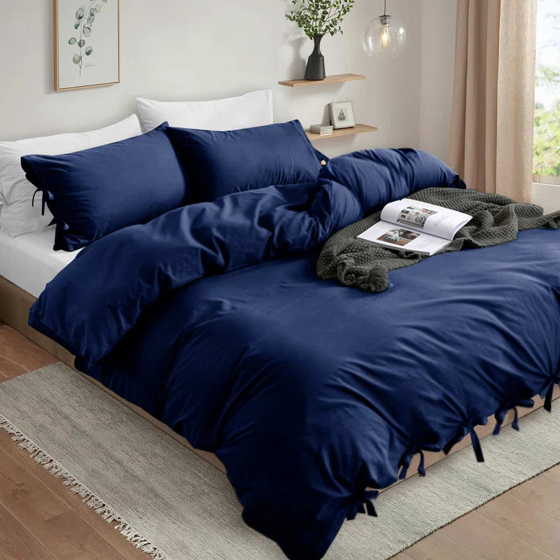 Massouda Microfiber Solid Colour Duvet Cover Set with Pillowcases