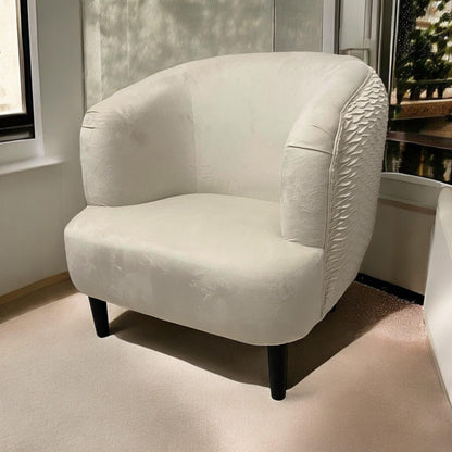 Modern and Stylish Tub Chair Accent Armchair Cream Velvet Barrel Chair Bedroom