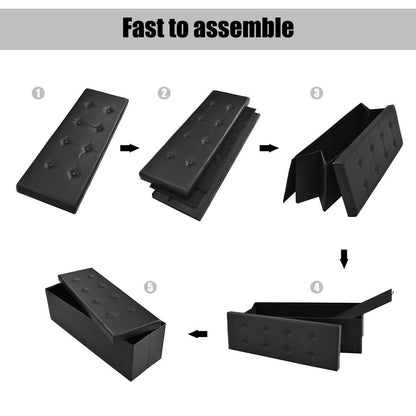 Folding Storage Ottoman Bench with Lid for Living Room
