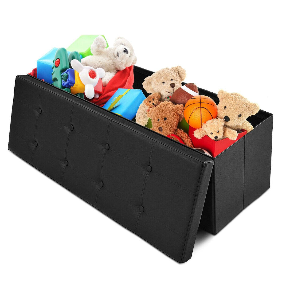 Folding Storage Ottoman Bench with Lid for Living Room