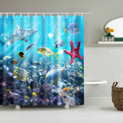 New Waterproof Polyester Fabric Bathroom Shower Curtain Sheer Panel 12 Hooks