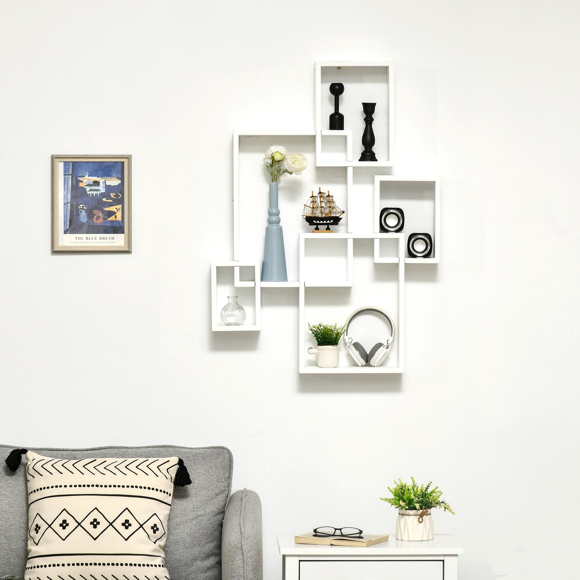 Wall Mounted Interlocking Cube Shelves, Display Wall Shelf for Living Room
