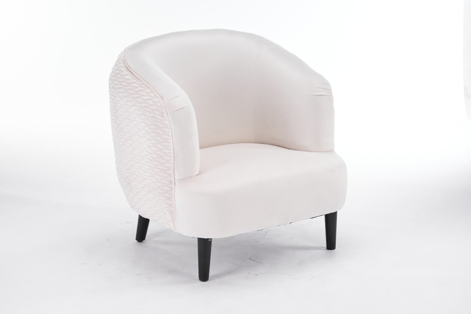 Modern and Stylish Tub Chair Accent Armchair Cream Velvet Barrel Chair Bedroom
