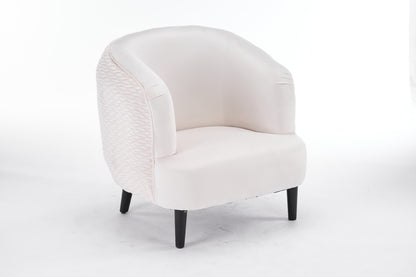 Modern and Stylish Tub Chair Accent Armchair Cream Velvet Barrel Chair Bedroom