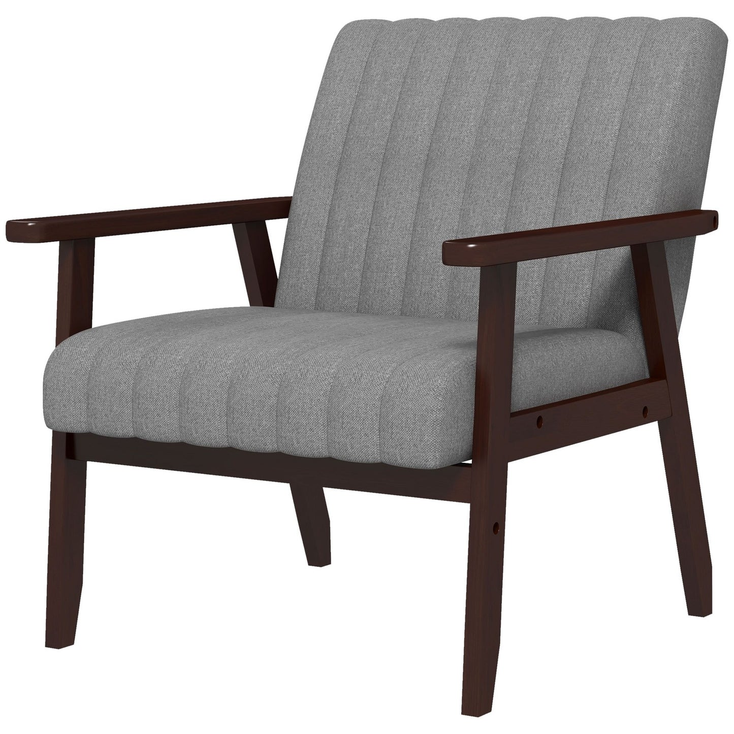 HOMCOM Modern Accent Chair Upholstered Armchair for Bedroom Living Room Grey
