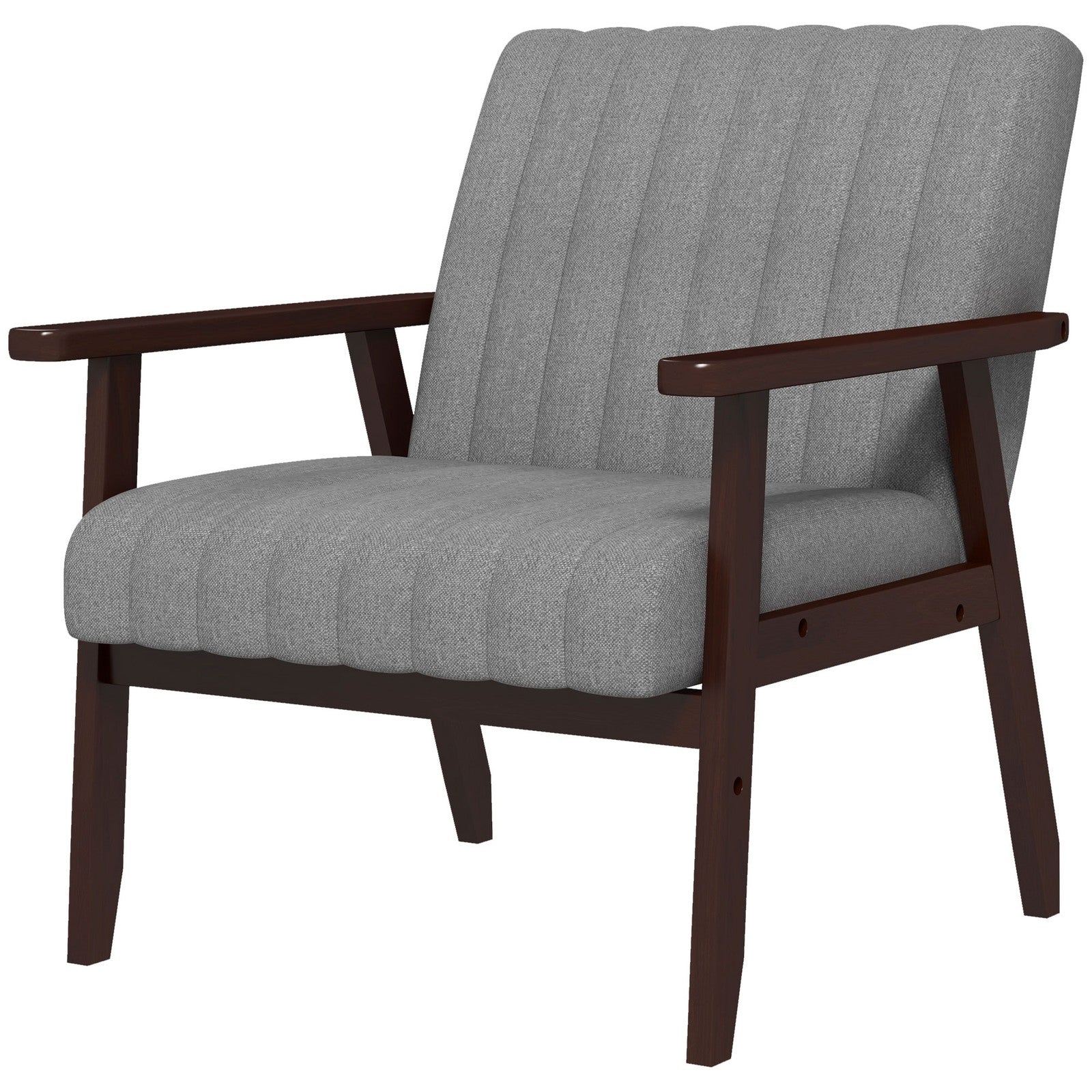 HOMCOM Modern Accent Chair Upholstered Armchair for Bedroom Living Room Grey
