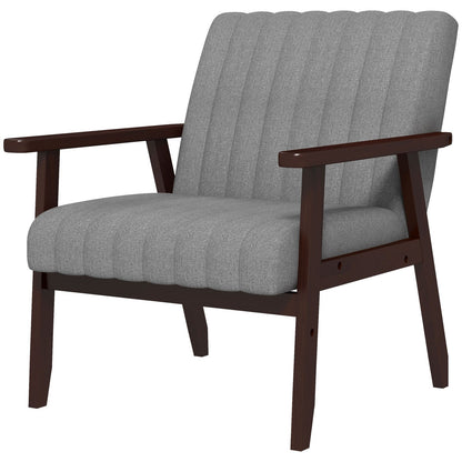 HOMCOM Modern Accent Chair Upholstered Armchair for Bedroom Living Room Grey