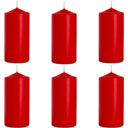 Set of 6 Church Large Pillar Candles 66 Hours Burning Time Ivory White 7Cm/15Cm