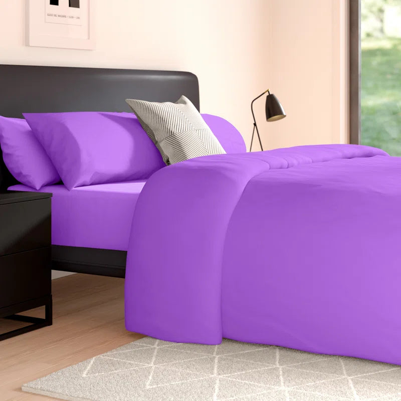 Cotton Blend Solid Colour Duvet Cover with Pillowcases