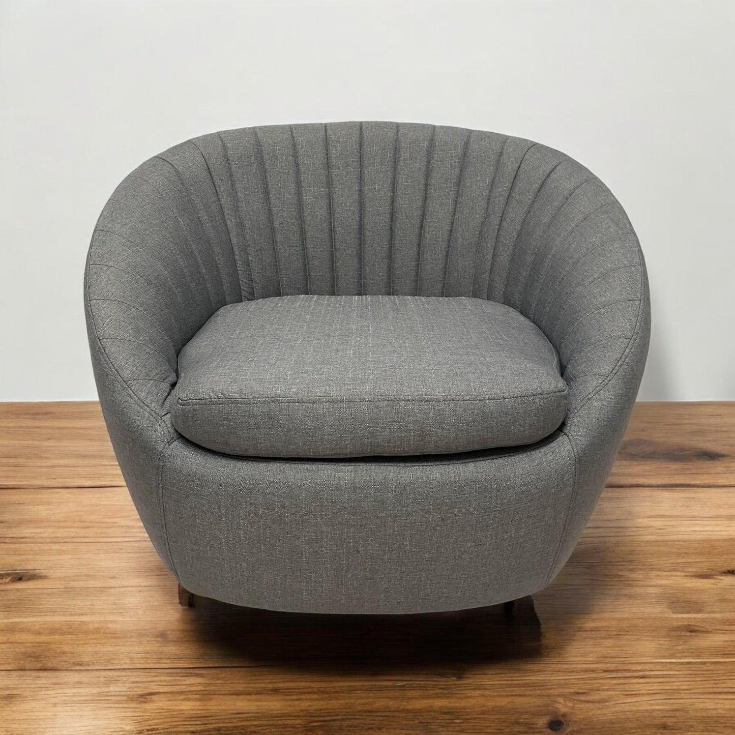 Durable Grey Linen Tub Swivel Dining Chair with Padded Seat for Bedroom, Office