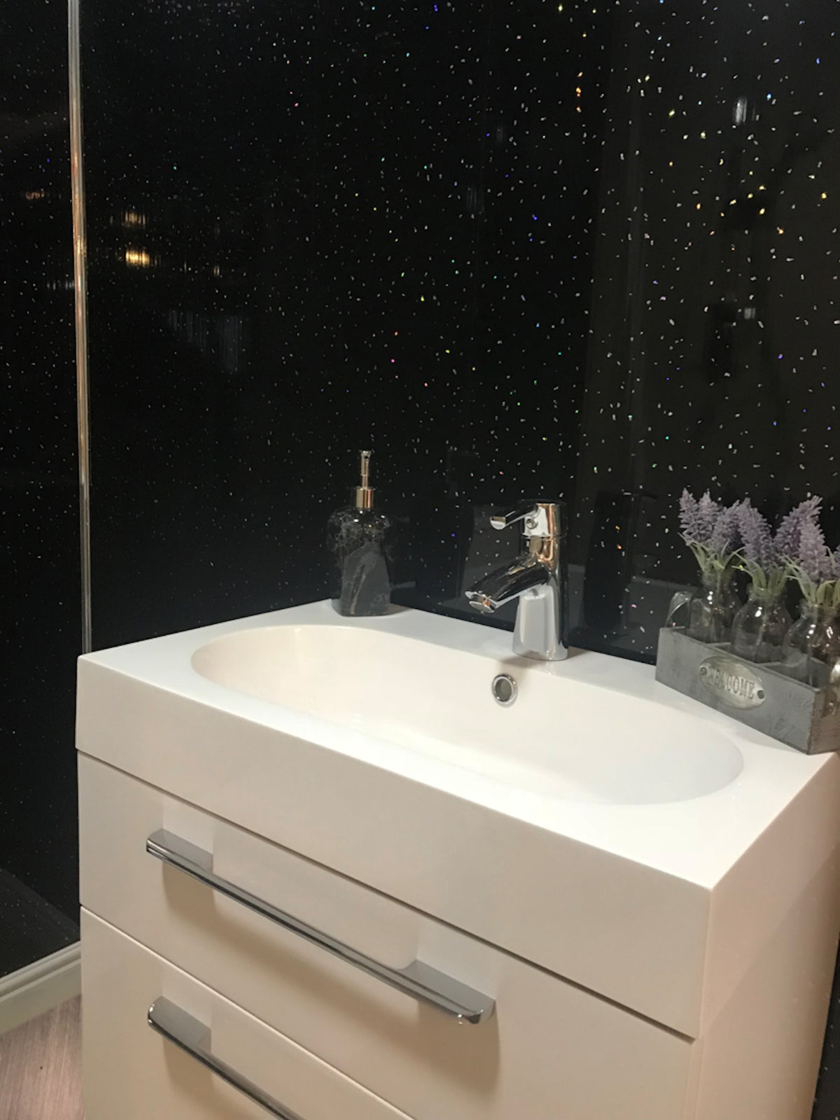 10 White Black Grey Sparkle & Marble Shower Wall Panels PVC Bathroom Cladding