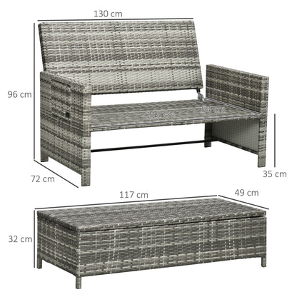 Garden Rattan Furniture Set 2 Seater Patio Sun Lounger Daybed Sunbed