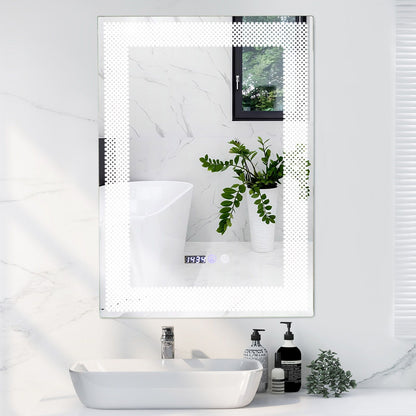 LED Wall Mounted Anti-Fog HD Vanity Mirror with 3 Color Adjustable Lights