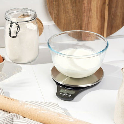 Salter Stainless Steel Electronic Digital Kitchen Scale, Measures Liquids & Food